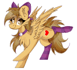 Size: 300x273 | Tagged: safe, artist:woonborg, oc, oc only, oc:joycie, pegasus, pony, :p, animated, bow, cheek fluff, chest fluff, clothes, commission, digital art, ear fluff, eyes closed, female, hair bow, happy, looking sideways, mare, raised hoof, silly, simple background, smiling, socks, solo, striped socks, thigh highs, tongue out, transparent background