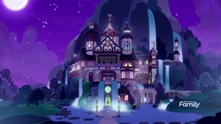 Size: 1920x1080 | Tagged: safe, screencap, a matter of principals, g4, architecture, beautiful, moon, night, no pony, scenery, school of friendship