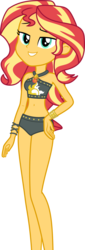 Size: 2733x8000 | Tagged: safe, artist:diegator007, sunset shimmer, equestria girls, equestria girls specials, g4, my little pony equestria girls: better together, my little pony equestria girls: forgotten friendship, absurd resolution, belly button, bikini, bikini bottom, bracelet, clothes, curvy, female, geode of empathy, hourglass figure, lidded eyes, midriff, simple background, solo, summer sunset, sunset shimmer's beach shorts swimsuit, swimsuit, transparent background, vector, wristband