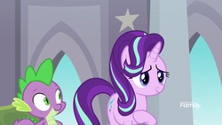 Size: 1920x1080 | Tagged: safe, screencap, spike, starlight glimmer, dragon, pony, a matter of principals, g4, winged spike, wings
