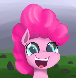 Size: 1946x1983 | Tagged: safe, artist:taurson, pinkie pie, earth pony, pony, g4, the cutie mark chronicles, cute, diapinkes, female, filly, implied rainbow dash, open mouth, rainbow, scene interpretation, younger