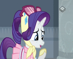 Size: 704x576 | Tagged: safe, screencap, rarity, starlight glimmer, g4, the end in friend, animated, boomerang (tv channel), camping outfit, female, implied starity, school of friendship, sound, webm