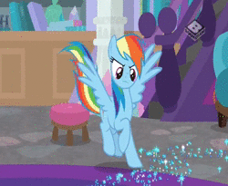 Size: 704x576 | Tagged: safe, screencap, rainbow dash, rarity, pegasus, pony, unicorn, g4, the end in friend, animated, azurantium, boomerang (tv channel), boots, female, glitter boots, shoes, sound, webm, wings