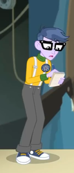 Size: 270x630 | Tagged: safe, screencap, microchips, all the world's off stage, equestria girls, equestria girls series, g4, all the world's off stage: micro chips, clothes, converse, cropped, glasses, male, pants, shoes, sneakers