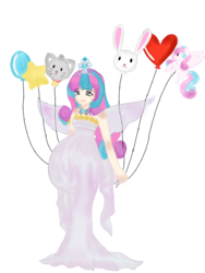 Size: 900x1200 | Tagged: safe, artist:bunnyviolet218, princess flurry heart, human, g4, adult, balloon, belly, clothes, cosplay, costume, female, humanized, mama flurry, multiple pregnancy, neo queen serenity, older, pregnant, sailor moon (series), solo