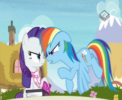 Size: 704x576 | Tagged: safe, screencap, bon bon, lyra heartstrings, rainbow dash, rarity, roseluck, sweetie drops, g4, the end in friend, animated, argument, boomerang (tv channel), female, gasp, sound, webm