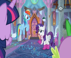 Size: 704x576 | Tagged: safe, screencap, gallus, ocellus, rainbow dash, rarity, sandbar, silverstream, smolder, starlight glimmer, twilight sparkle, yona, alicorn, classical hippogriff, griffon, hippogriff, pony, g4, the end in friend, animated, boomerang (tv channel), bucking, horse noises, horses doing horse things, kicking, neigh, sound, student six, twilight sparkle (alicorn), webm, whinny