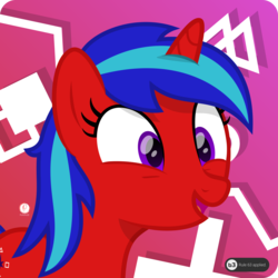 Size: 3208x3208 | Tagged: safe, artist:potato22, oc, oc only, oc:octavian fall, pony, abstract background, bust, high res, rule 63, simple background, solo