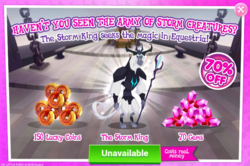 Size: 796x527 | Tagged: safe, gameloft, storm king, g4, my little pony: the movie, advertisement, costs real money, gem, introduction card, lucky coin, staff, staff of sacanas, unavailable