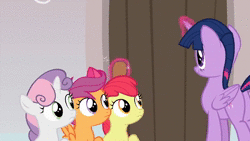 Size: 1920x1080 | Tagged: safe, screencap, apple bloom, scootaloo, spike, sweetie belle, twilight sparkle, alicorn, dragon, pony, g4, marks for effort, animated, apple, book, butt, caught, cutie mark crusaders, dead poets society, flying, food, magic, nervous laugh, oh captain my captain, oh dragon my dragon, plot, school of friendship, sound, twilight sparkle (alicorn), twilight sparkle is not amused, unamused, webm, winged spike, wings