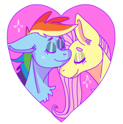 Size: 886x893 | Tagged: safe, artist:caninegalactic, fluttershy, rainbow dash, pegasus, pony, g4, female, heart, lesbian, mare, ship:flutterdash, shipping, simple background, transparent background