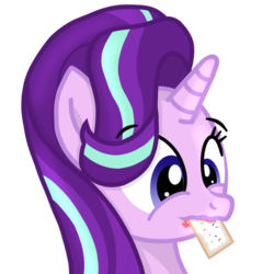 Size: 1000x1000 | Tagged: safe, artist:toyminator900, starlight glimmer, pony, unicorn, g4, biting, female, food, mouth hold, poptart, simple background, solo, transparent background