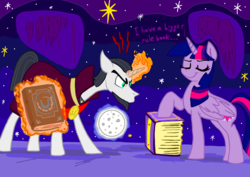 Size: 2000x1414 | Tagged: safe, artist:jowyb, artist:php185, chancellor neighsay, twilight sparkle, alicorn, pony, g4, book, trace, twilight sparkle (alicorn)