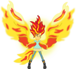 Size: 1961x1800 | Tagged: safe, artist:seahawk270, sunset shimmer, equestria girls, g4, my little pony equestria girls: rainbow rocks, my past is not today, female, fiery shimmer, fiery wings, simple background, solo, sunset phoenix, transparent background, vector