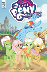 Size: 1032x1566 | Tagged: safe, artist:pencils, idw, official comic, apple rose, auntie applesauce, goldie delicious, granny smith, rainbow dash, earth pony, pegasus, pony, g4, spoiler:comic, spoiler:comic70, comics, cover, elderly, female, gold horseshoe gals, mare