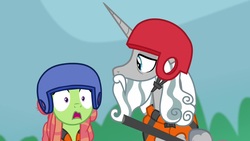 Size: 1920x1080 | Tagged: safe, screencap, star swirl the bearded, tree hugger, pony, friendship university, g4, faic, helmet