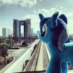 Size: 2047x2047 | Tagged: safe, artist:spacelight_unicorn, oc, oc:spacelight, pony, day, high res, irl, japan, photo, plushie, solo