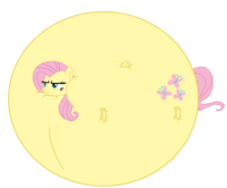 Size: 1077x898 | Tagged: safe, artist:theinflater19, fluttershy, pegasus, pony, series:flutterball, g4, female, flutterblimp, fluttershy is not amused, inflation, solo, spherical inflation, unamused