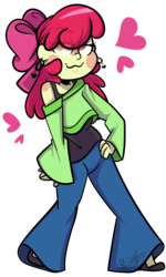 Size: 1024x1711 | Tagged: dead source, safe, artist:befishproductions, apple bloom, equestria girls, g4, clothes, female, heart, simple background, solo, transparent background