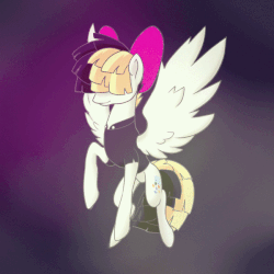 Size: 600x600 | Tagged: safe, artist:洗衣机, songbird serenade, pegasus, pony, g4, my little pony: the movie, animated, belly, bow, clothed ponies, concave belly, female, mare, solo, spread wings, wings