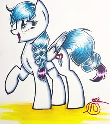 Size: 1024x1153 | Tagged: safe, artist:crystalizedflames, oc, oc only, oc:pepuer alee, pegasus, pony, braid, female, mare, solo, traditional art