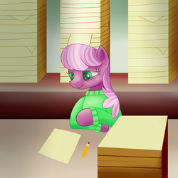 Size: 1500x1500 | Tagged: safe, artist:huffy26, cheerilee, earth pony, pony, g4, atg 2018, female, mare, newbie artist training grounds, solo, tired