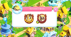 Size: 1495x777 | Tagged: safe, gameloft, screencap, bon bon, caramel, coco crusoe, quarterback, rainbow dash, sweetie drops, g4, my little pony: magic princess