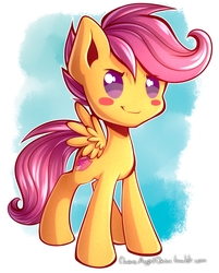 Size: 1605x2000 | Tagged: safe, artist:chaosangeldesu, scootaloo, pegasus, pony, g4, cute, female, filly, solo