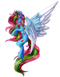 Size: 3000x3845 | Tagged: safe, artist:immagoddampony, oc, oc only, oc:media smile, pegasus, pony, female, high res, mare, simple background, solo, transparent background, two toned wings