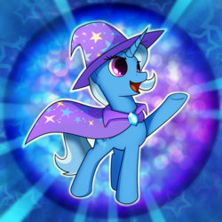 Size: 2539x2539 | Tagged: safe, artist:conniethecasanova, artist:flamevulture17, edit, trixie, pony, unicorn, g4, cape, clothes, female, hat, high res, mare, solo, trixie's cape, trixie's hat