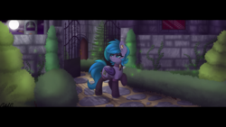 Size: 3840x2160 | Tagged: safe, artist:ciderpunk, oc, oc:belfry towers, bat pony, firefly (insect), castle, choker, clothes, ear piercing, earring, garden, high res, jewelry, necklace, piercing, socks