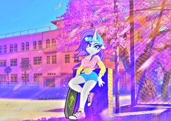 Size: 1892x1330 | Tagged: safe, derpibooru exclusive, rarity, anthro, g4, aesthetics, clothes, converse, female, hat, plainity, shoes, shorts, skateboard, solo, vaporwave