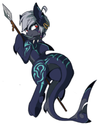 Size: 2412x3032 | Tagged: safe, artist:beardie, oc, oc only, monster pony, original species, shark pony, commission, high res, simple background, sketch, solo, transparent background