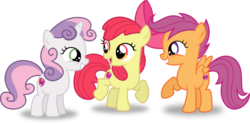 Size: 1024x506 | Tagged: safe, apple bloom, scootaloo, sweetie belle, g4, cutie mark, cutie mark crusaders, simple background, transparent background