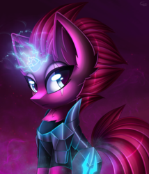 Size: 2013x2350 | Tagged: safe, artist:kaleido-art, tempest shadow, pony, unicorn, g4, my little pony: the movie, armor, broken horn, chest fluff, eye scar, female, high res, horn, magic, mare, scar, scar on the wrong side, solo