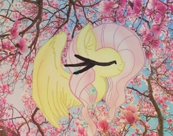 Size: 423x332 | Tagged: safe, edit, fluttershy, g4, calm, flower, nature, peaceful