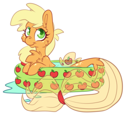 Size: 2558x2357 | Tagged: safe, artist:cutepencilcase, applejack, seapony (g4), g4, cute, female, high res, inflatable pool, jackabetes, seaponified, seapony applejack, simple background, solo, species swap, transparent background