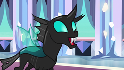 Size: 1280x720 | Tagged: safe, screencap, thorax, changeling, g4, the times they are a changeling, happy, male, open mouth, solo