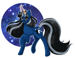 Size: 1024x782 | Tagged: safe, artist:akemiarts1, oc, oc only, oc:mint petal, pony, unicorn, female, glasses, magic, mare, nightmare, simple background, solo, space, transparent background