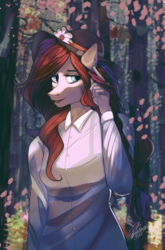 Size: 2193x3327 | Tagged: safe, artist:orfartina, oc, oc only, anthro, anthro oc, beautiful, clothes, commission, female, hat, high res, mare, smiling, solo, ych result