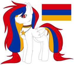 Size: 968x848 | Tagged: dead source, safe, artist:cosmicwitchadopts, pegasus, pony, armenia, female, mare, nation ponies, ponified, simple background, solo, transparent background