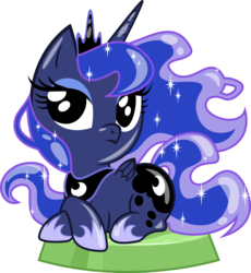 Size: 2844x3095 | Tagged: safe, artist:phucknuckl, budge studios, part of a set, princess luna, alicorn, pony, shiba inu, g4, my little pony pocket ponies, cute, doge, female, high res, hoof shoes, mare, prone, simple background, sitting, such moon, such wow, transparent background