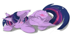 Size: 1419x805 | Tagged: safe, artist:kaliner123, twilight sparkle, alicorn, pony, g4, blushing, cute, female, floppy ears, fluffy, mare, simple background, sleeping, solo, twiabetes, twilight sparkle (alicorn), white background