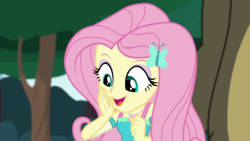 Size: 1280x720 | Tagged: safe, screencap, fluttershy, equestria girls, g4, my little pony equestria girls: better together, stressed in show, stressed in show: fluttershy, female, geode of fauna, solo