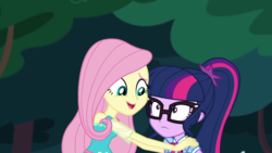 Size: 1280x720 | Tagged: safe, screencap, fluttershy, sci-twi, twilight sparkle, equestria girls, g4, my little pony equestria girls: better together, stressed in show, stressed in show: fluttershy, female, glasses, ponytail