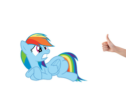 Size: 926x664 | Tagged: safe, rainbow dash, g4, hand, thumbs up