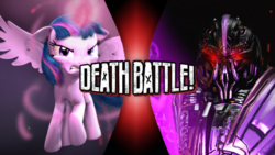 Size: 1311x737 | Tagged: safe, artist:imafutureguitarhero, twilight sparkle, alicorn, pony, g4, 3d, angry, bayformers, clash of hasbro's titans, crossover, dark star saber, death battle, decepticon, exploitable meme, glowing eyes, magic, megatron, meme, red eyes, source filmmaker, super saiyan princess, transformers, transformers: the last knight, twilight sparkle (alicorn)