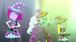 Size: 1136x640 | Tagged: safe, screencap, fuchsia blush, lavender lace, trixie, equestria girls, g4, my little pony equestria girls: rainbow rocks, trixie and the illusions