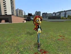 Size: 800x600 | Tagged: safe, artist:artofmagicpoland, sunset shimmer, equestria girls, g4, 3d, chase, drowned brutalight, gmod, this will end in death, unexpected