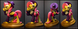 Size: 1280x488 | Tagged: safe, artist:dustysculptures, fluttershy, pegasus, pony, g4, alternate hairstyle, clothes, craft, female, glasses, hat, hipstershy, irl, looking at you, mare, photo, raised hoof, sculpture, solo